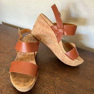 Kork-Ease Austin Leather Wedge Sandals - Size 9